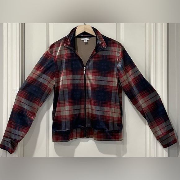 MIRROR IMAGE Plaid Velour Full Zip Jacket Women’s Medium - Picture 4 of 15